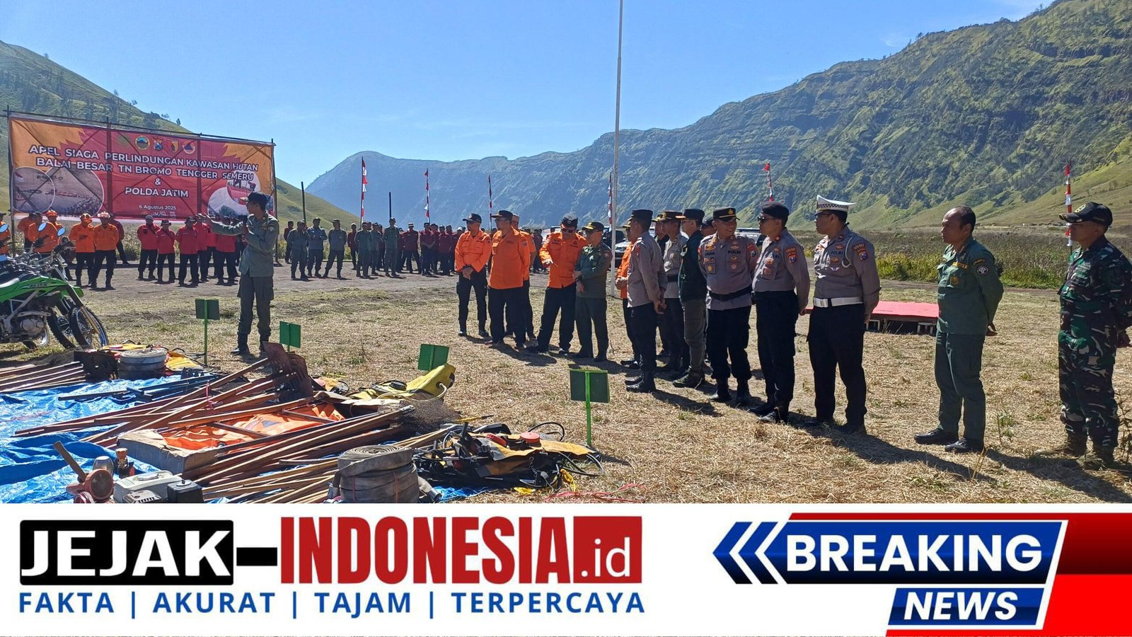 Polres Probolinggo Bersama Balai Besar TNBTS Gelar Apel Siaga Antisipasi Karhutla di Musim Kemarau