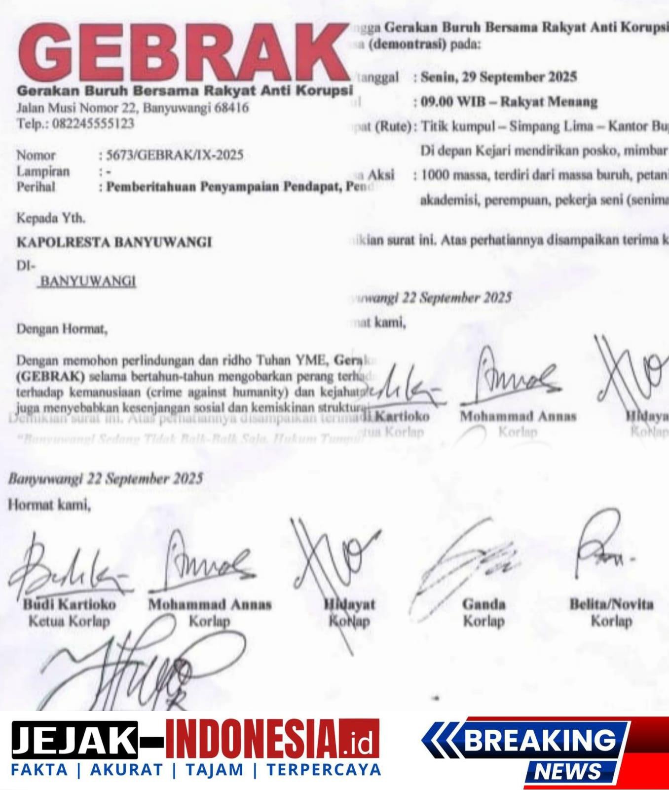 Dari Audiensi Gagal, ke Aksi Jalanan: GEBRAK Siap Demo 29 September