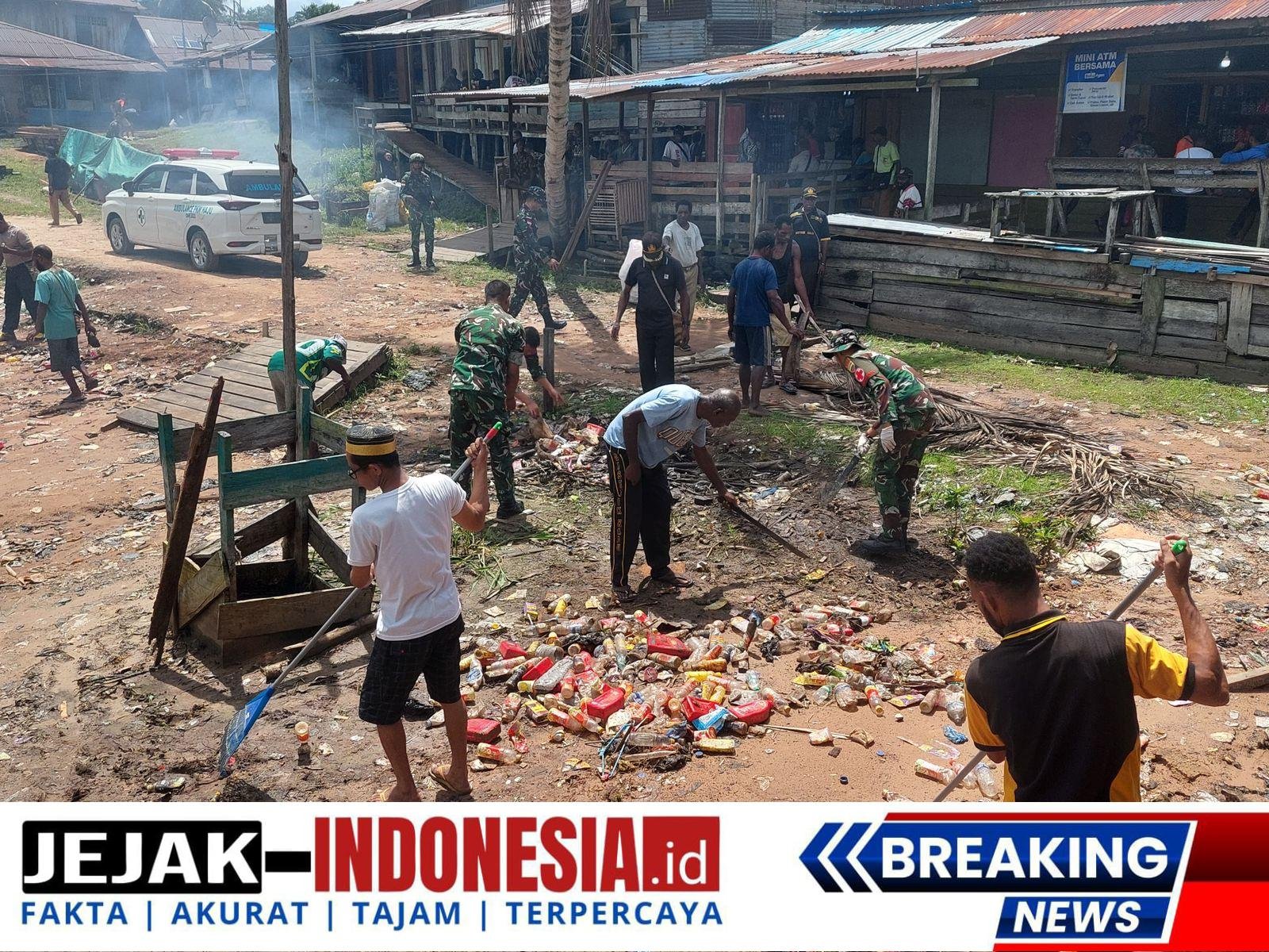 Satgas Yonif 123/Rajawali Gelar Karya Bhakti Jumat Bersih di Distrik Haju