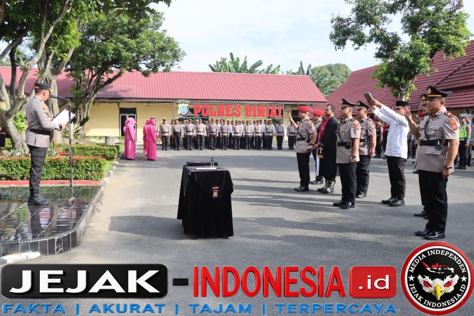 Kapolres Binjai Serah Terimakan Jabatan Kasat Reskrim, Kasat Lantas, Kapolsek Binjai Barat dan Kapolsek Selesai