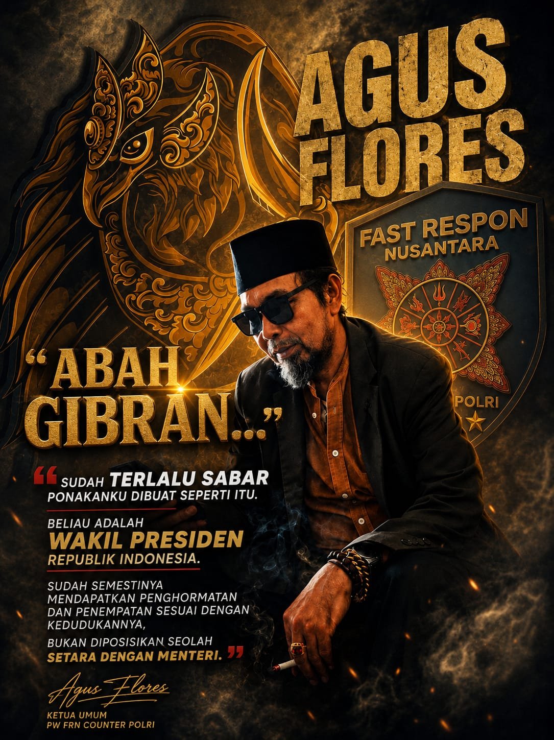 Agus Flores Murka! Soroti Penempatan Wapres Gibran: “Jangan Rendahkan Martabat Konstitusi Republik Indonesia”